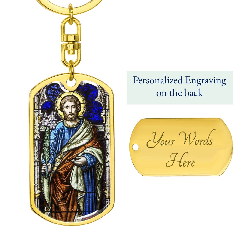 St Joseph dog tag keychain
