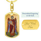 Archangel Michael dog tag keychain