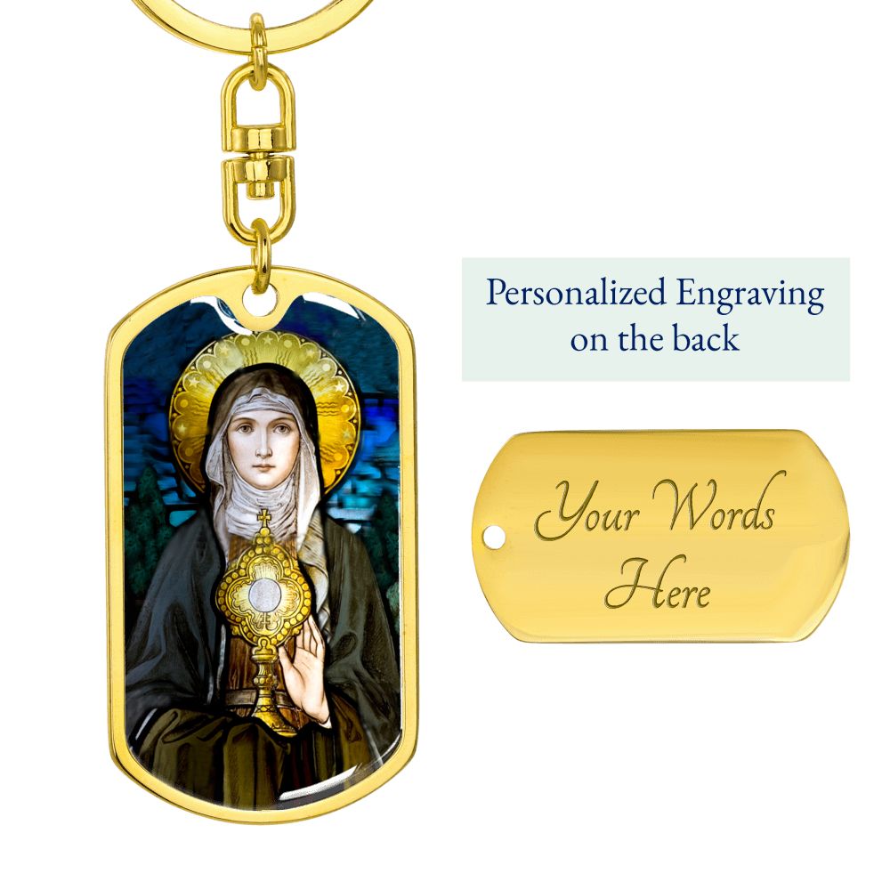 St Clare of Assisi dog tag keychain