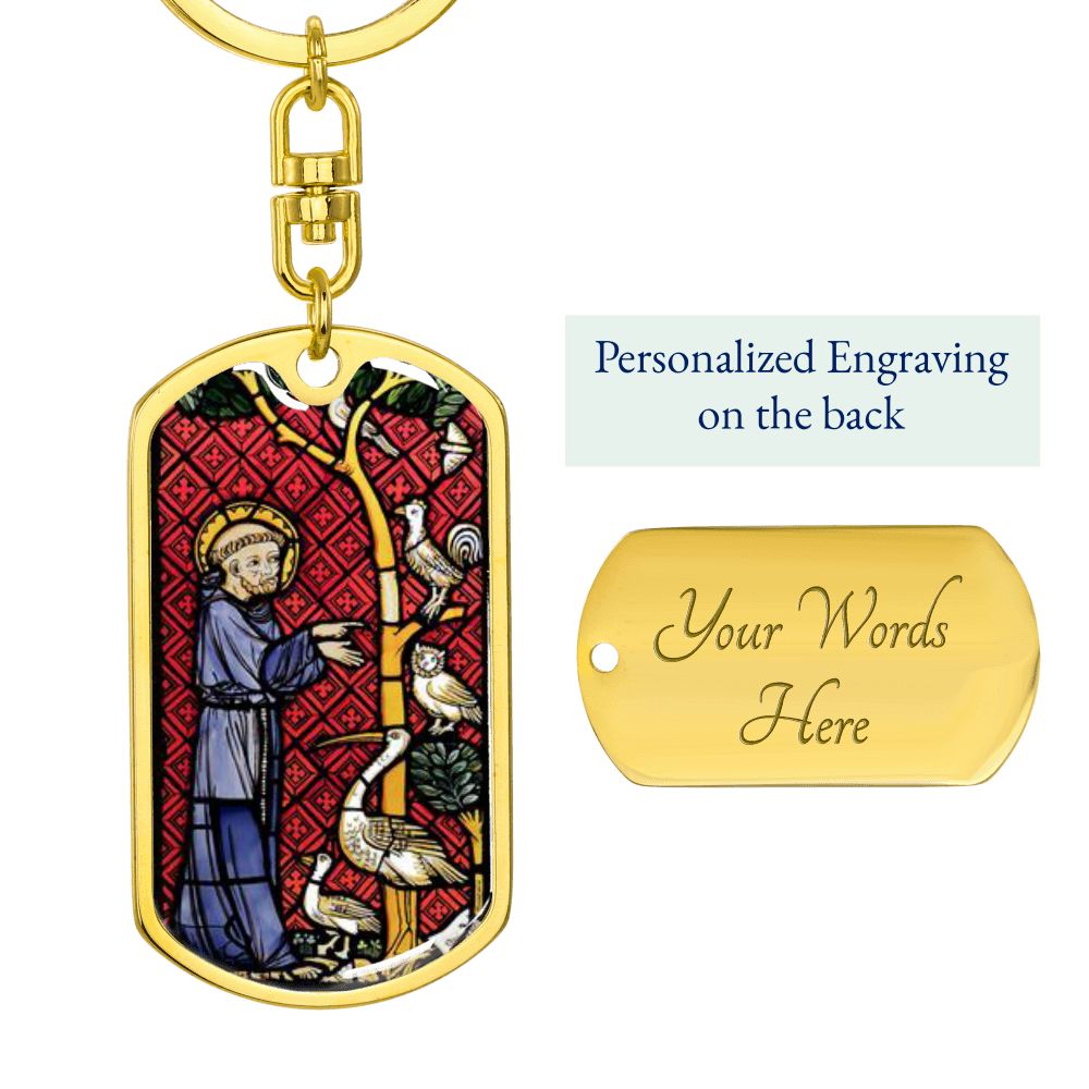 St Francis of Assisi dog tag keychain