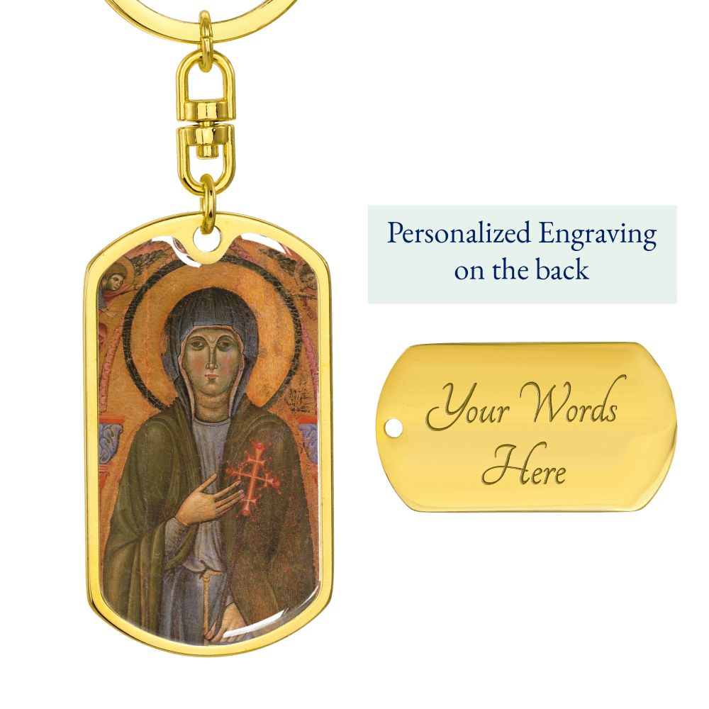 St Clare of Assisi dog tag keychain