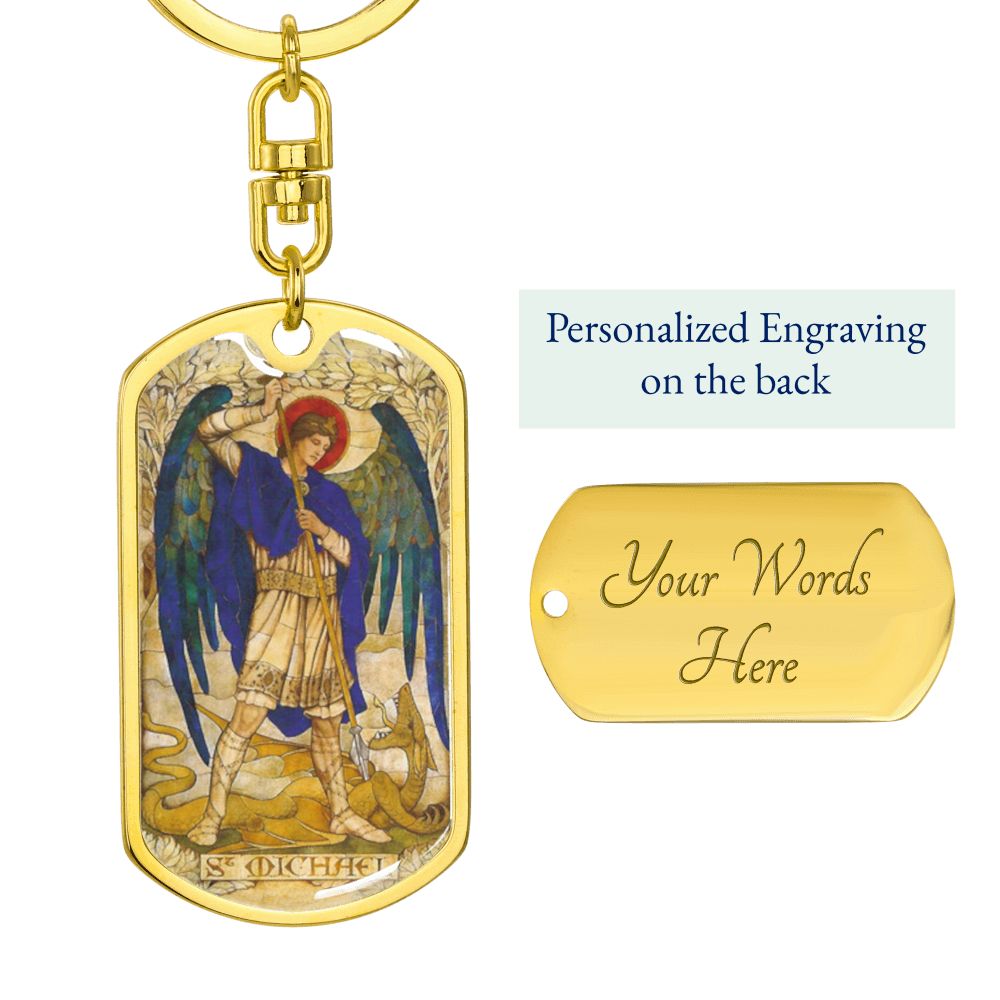 St Michael the Archangel dog tag keychain