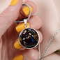 St Anne and Virgin Mary stained glass circle pendant necklace