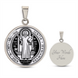 St Benedict circle pendant necklace Front Black