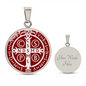 St Benedict circle pendant necklace Back Maroon