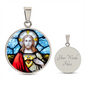 Sacred Heart of Jesus stained glass pendant necklace