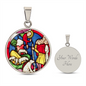 Annunciation to the Shepards Stained Glass ShineOn Circle Cirlcle pendant necklace NEW