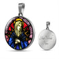 Seven Sorrows Mary circle pendant necklace