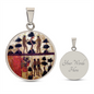 Adam and Eve Manuscript circle pendant necklace