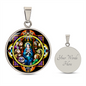 Confirmation Stained Glass circle pendant necklace