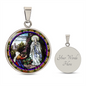 The Vision of Our Lady of Lourdes circle pendant necklace
