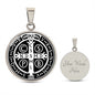 St Benedict circle pendant necklace Back Black