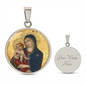 Catholic Virgin Mary and baby Jesus ShineOn Cirlcle pendant necklace NEW