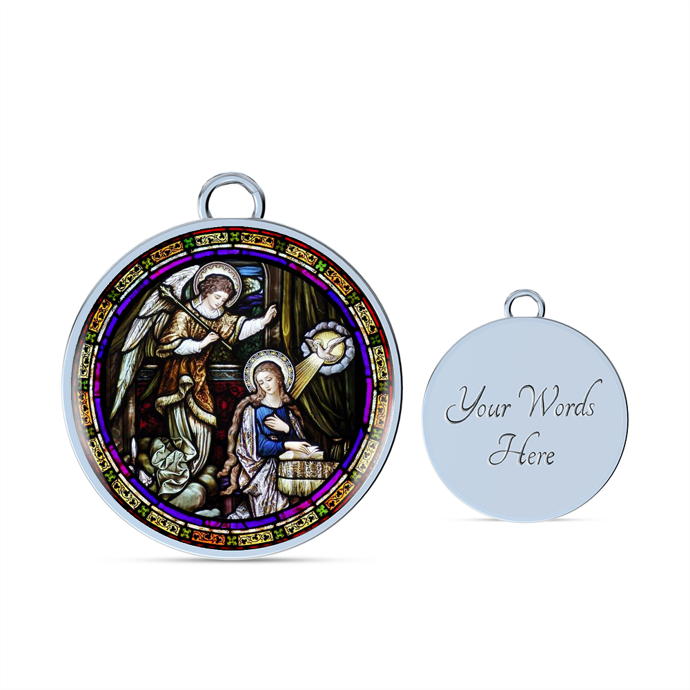 Annunciation to Blessed Virgin Mary circle pendant bangle