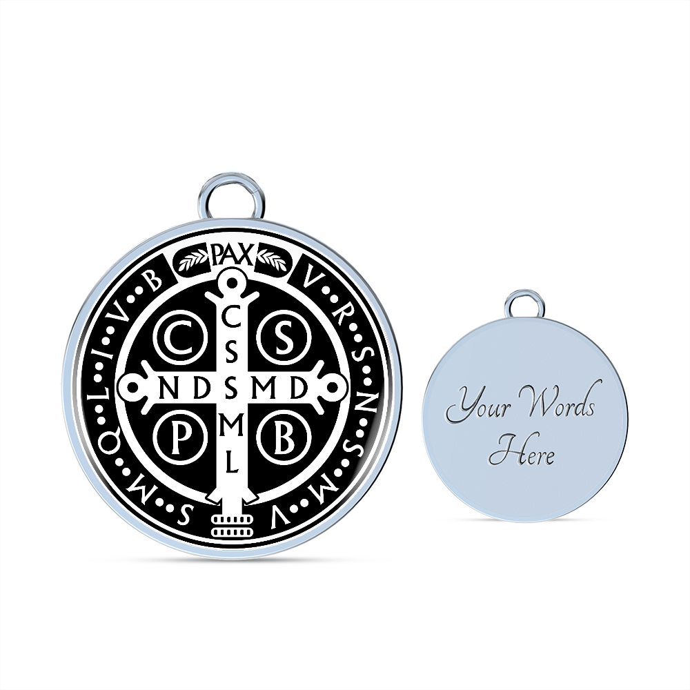 St Benedict bangle bracelet circle pendant Black Back
