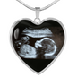 Mommy I may Just Be a bump HEART pendant necklace
