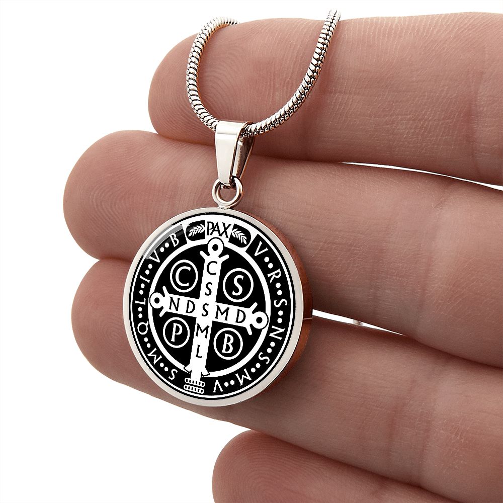 St Benedict circle pendant necklace Back Black – Pendant Maker