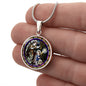 Annunciation to Blessed Virgin Mary circle pendant necklace