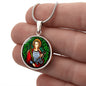 Saint Agatha circle pendant necklace