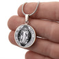 St Benedict circle pendant necklace Front Black