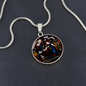 St Anne and Virgin Mary stained glass circle pendant necklace