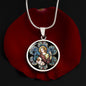 Guardian Angel Stained Glass Circle NEW Cirlcle pendant necklace NEW