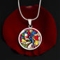 Annunciation to the Shepards Stained Glass ShineOn Circle Cirlcle pendant necklace NEW