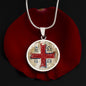 Jesus Christ Conquers circle pendant necklace