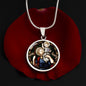 St Christopher Stained Glass Circle ShineOn Cirlcle pendant necklace NEW