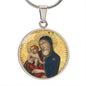 Catholic Virgin Mary and baby Jesus ShineOn Cirlcle pendant necklace NEW