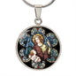 Guardian Angel Stained Glass Circle NEW Cirlcle pendant necklace NEW