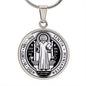 St Benedict circle pendant necklace Front Black