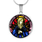 Seven Sorrows Mary circle pendant necklace
