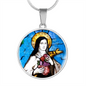 Saint Therese of Lisieux circle pendant necklace