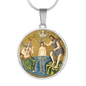 Baptism of Jesus Mozaic circle pendant necklace