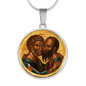 Saint Peter and Saint Paul icon circle pendant necklace