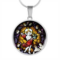 Jesus Emmanuel icon circle pendant necklace