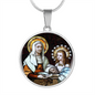 St Anna and Virgin Mary circle pendant necklace