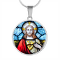 Sacred Heart of Jesus stained glass pendant necklace