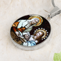 St Anna and Virgin Mary circle pendant necklace