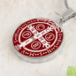 St Benedict circle pendant necklace Back Maroon