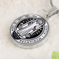 St Benedict circle pendant necklace Front Black