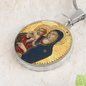 Catholic Virgin Mary and baby Jesus ShineOn Cirlcle pendant necklace NEW