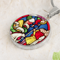 Annunciation to the Shepards Stained Glass ShineOn Circle Cirlcle pendant necklace NEW