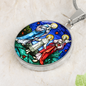 Holy Family stained glass circle pendant necklace