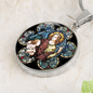Guardian Angel Stained Glass Circle NEW Cirlcle pendant necklace NEW