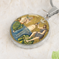 Baptism of Jesus Mozaic circle pendant necklace