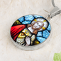 Sacred Heart of Jesus stained glass pendant necklace