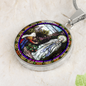 The Vision of Our Lady of Lourdes circle pendant necklace