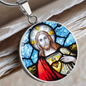 Sacred Heart of Jesus stained glass pendant necklace
